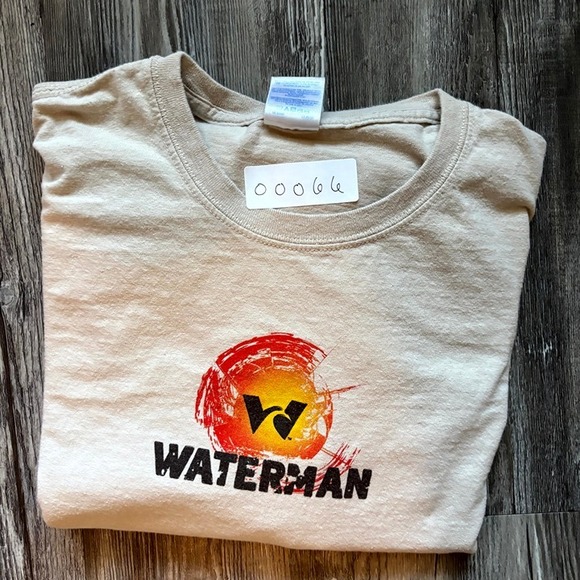 Vintage Waterman Graphic T-Shirt XL Beige Gildan Ultra Cotton Surf Skate Retro - Picture 9 of 9